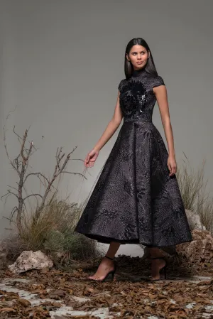 A-line Midi Dress with Embroidery
