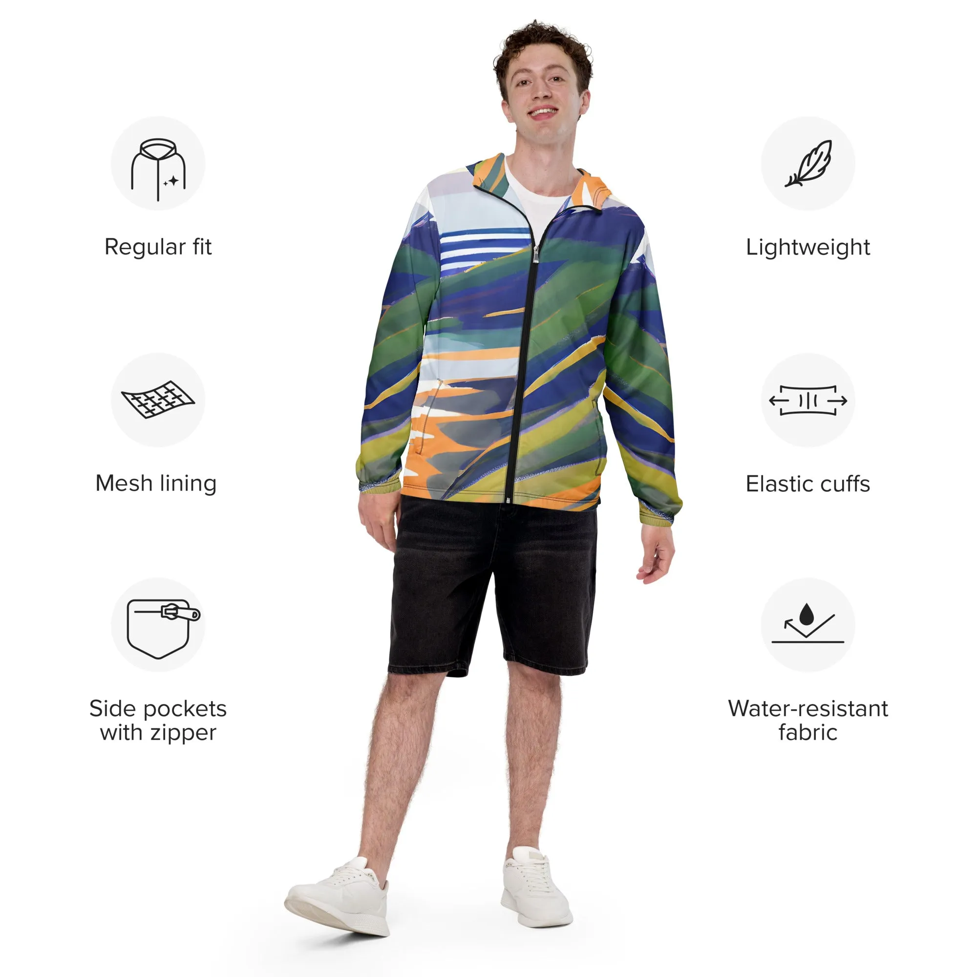 Abstract Storm Men's Windbreaker - Defying the Elements in Style