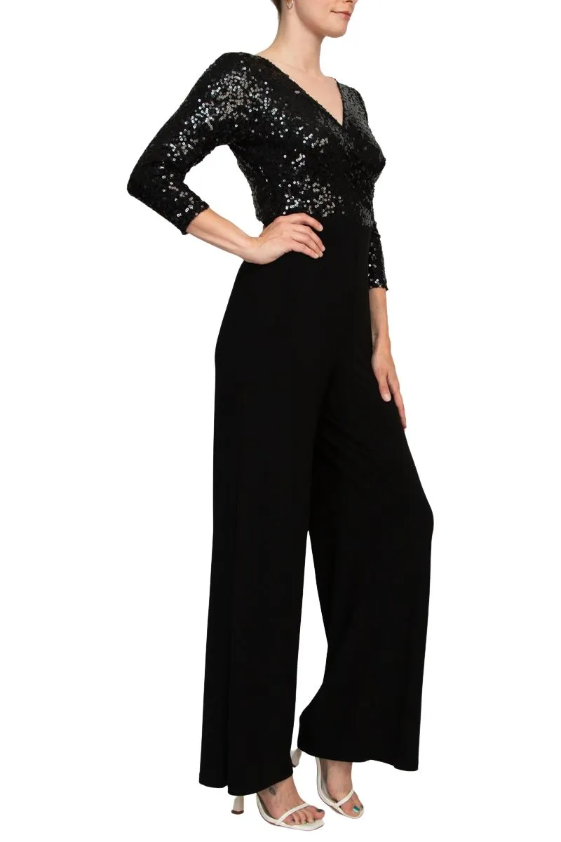 Adrianna Papell AD5E210877 Long Sequin Formal Mother of the Bride Jumpsuit