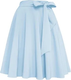 Afibi Womens Vintage High Waist A-Line Skater Skirt Flared Midi Skirt with Pockets