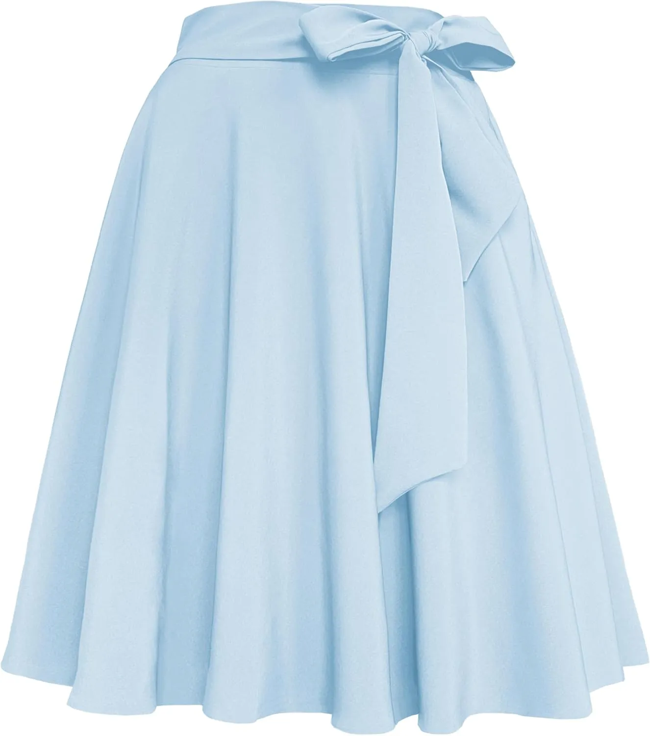Afibi Womens Vintage High Waist A-Line Skater Skirt Flared Midi Skirt with Pockets