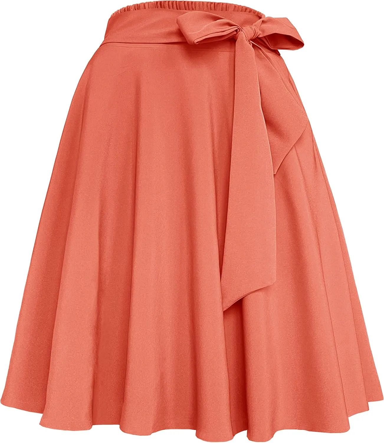 Afibi Womens Vintage High Waist A-Line Skater Skirt Flared Midi Skirt with Pockets