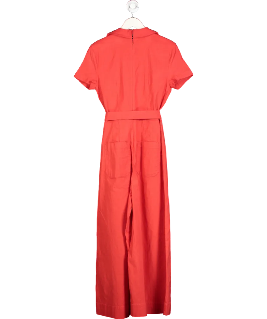 Anthropologie Red Maeve Short Sleeve Wrapped Culotte Jumpsuit UK 12