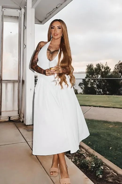 Austen Bodycon Midi Dress - Pearl White