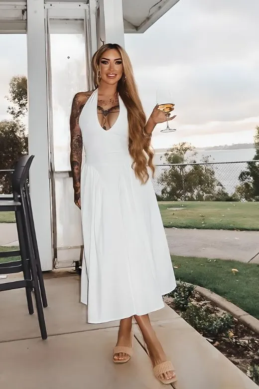 Austen Bodycon Midi Dress - Pearl White