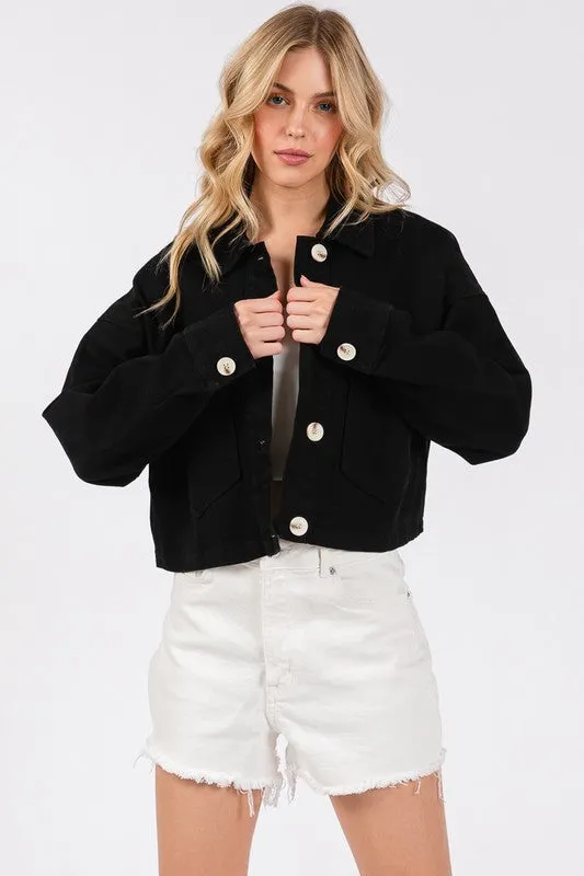 Black Cropped Denim Jacket