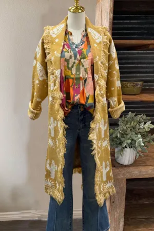 Cactus Print Border Coat