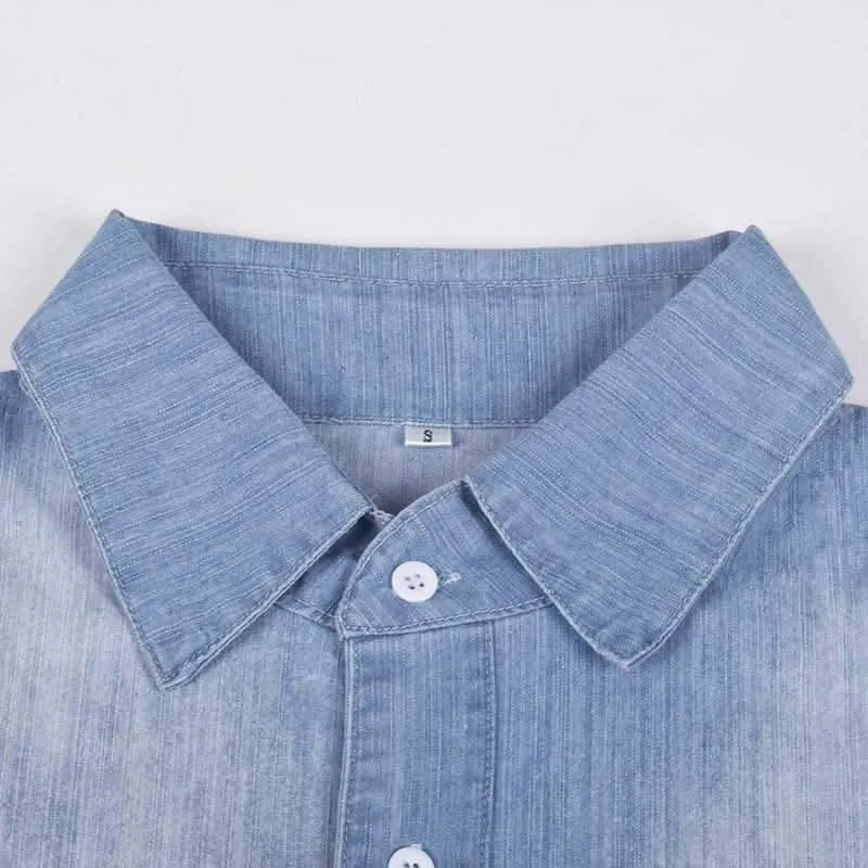 Casual Button Up Denim T-Shirt Dress