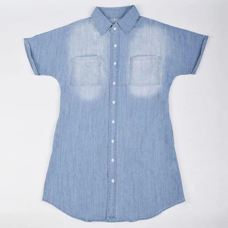 Casual Button Up Denim T-Shirt Dress