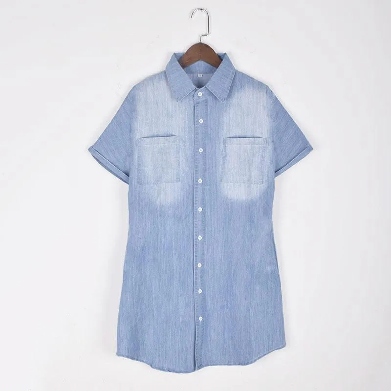 Casual Button Up Denim T-Shirt Dress