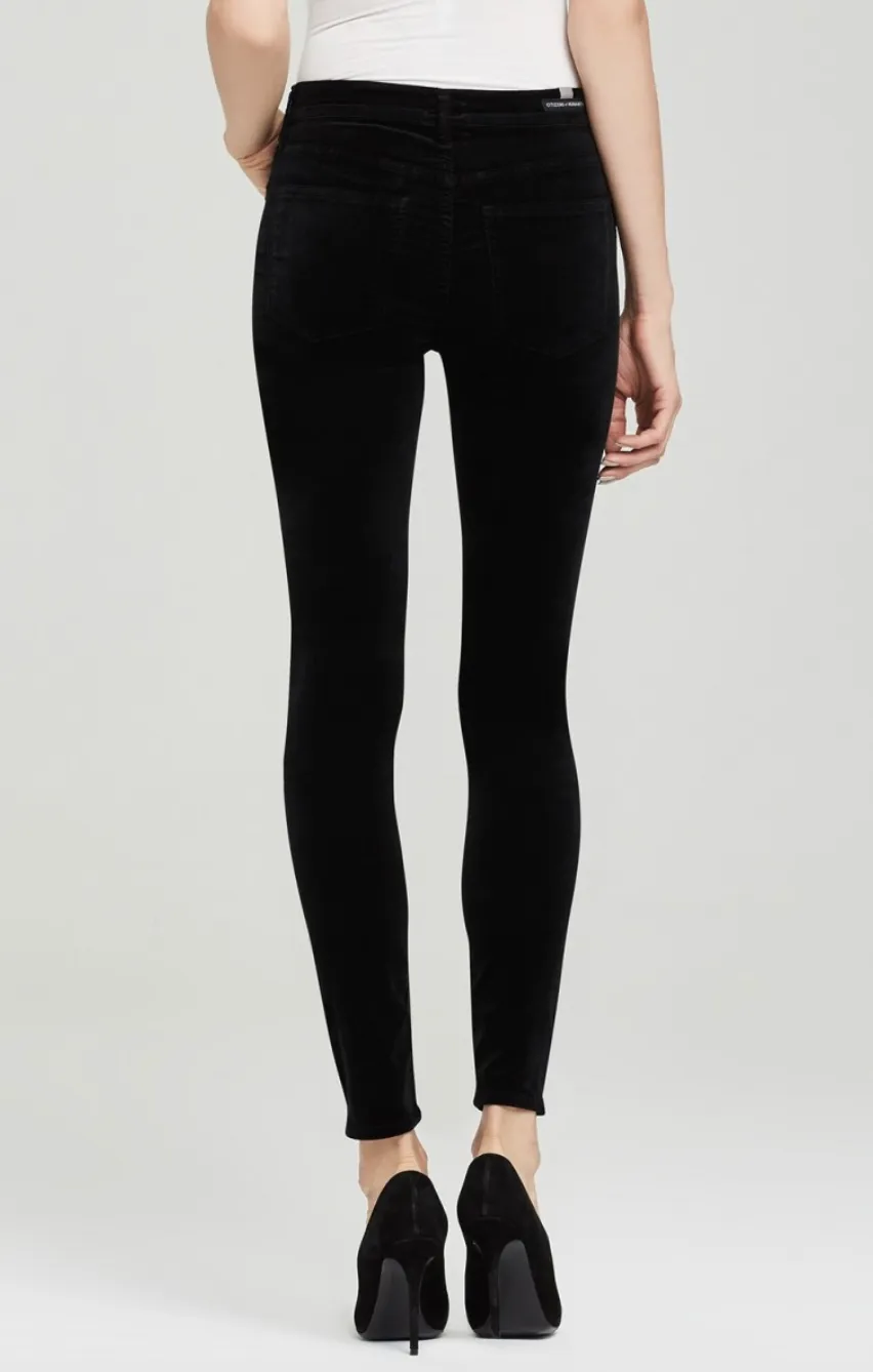 Citizens of Humanity - Rocket High Rise Skinny Black Velour Denim Jeans