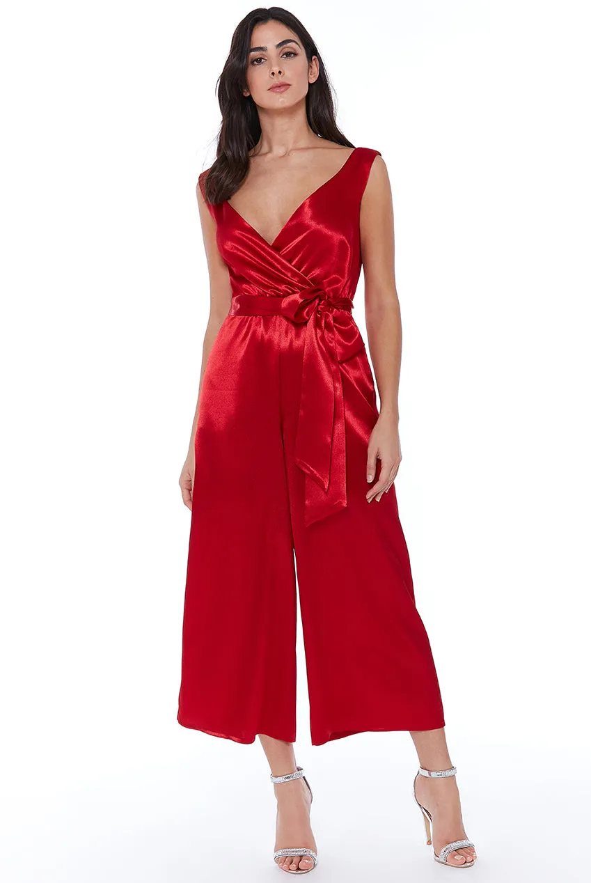 City Goddess Satin Culotte Jumpsuit