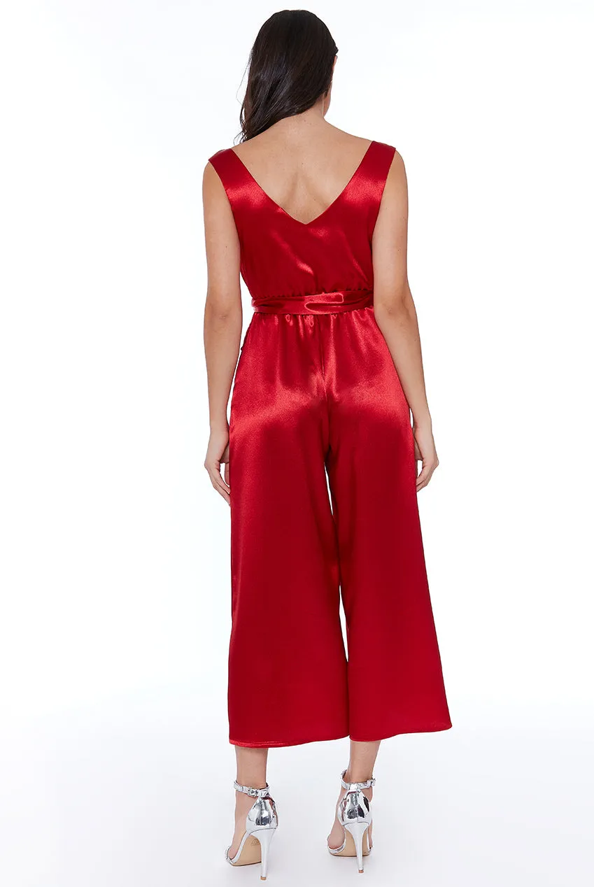 City Goddess Satin Culotte Jumpsuit