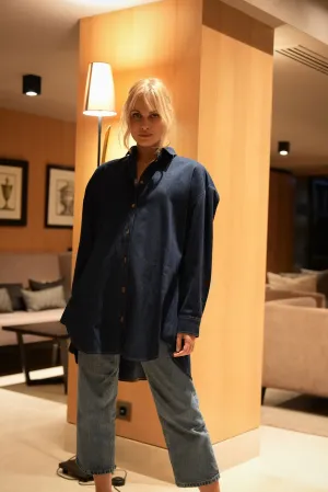Cobalt Velvet denim dress-shirt