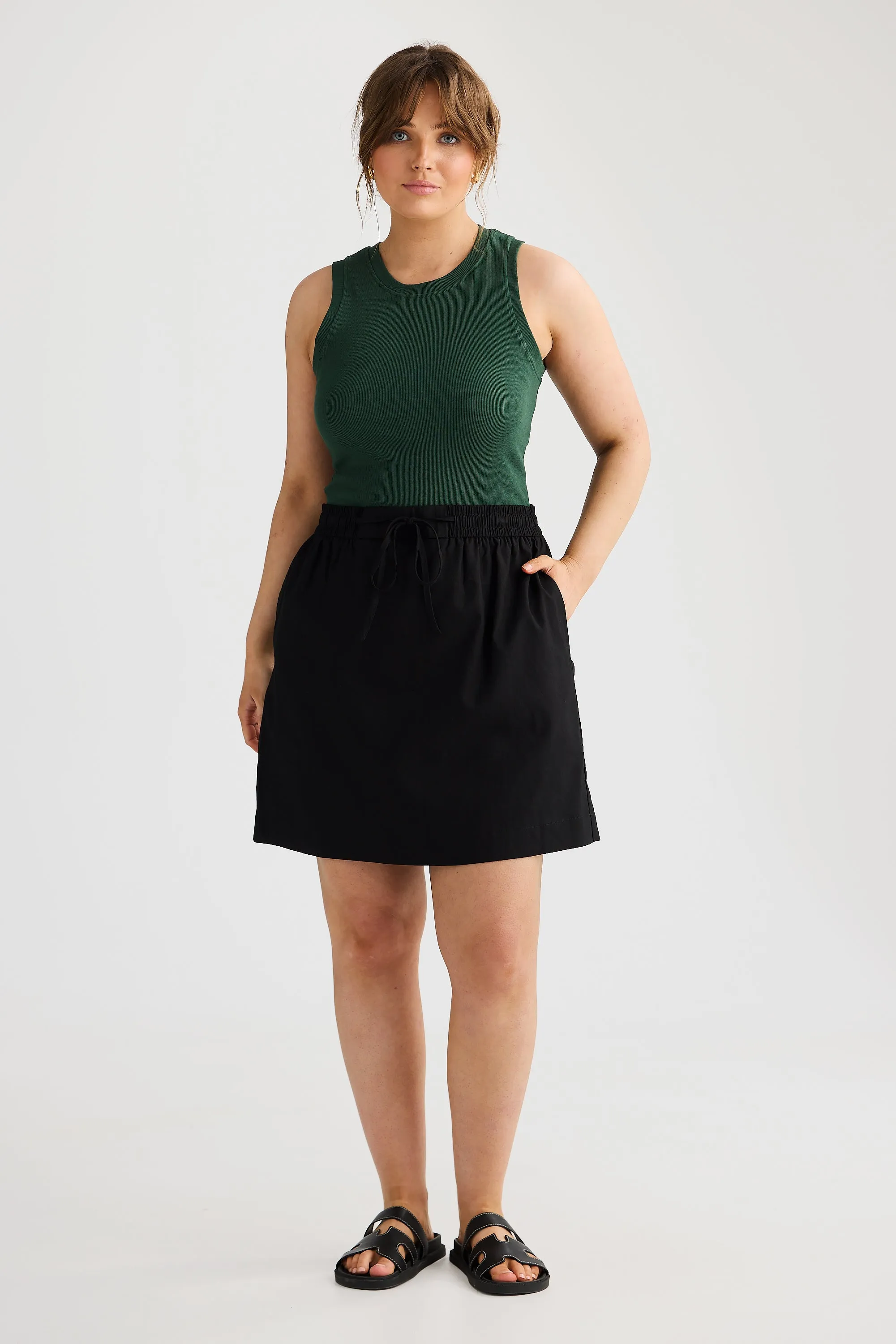 Core Ribbed Racer Back Tank - Pine Green