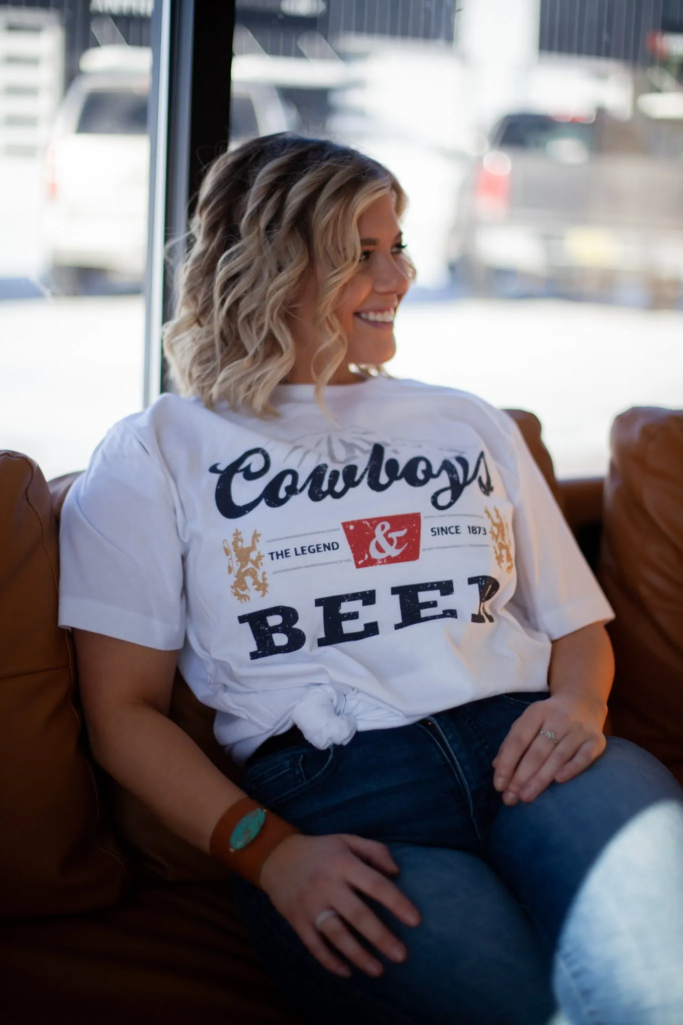 Cowboys & Beer White Graphic Tee