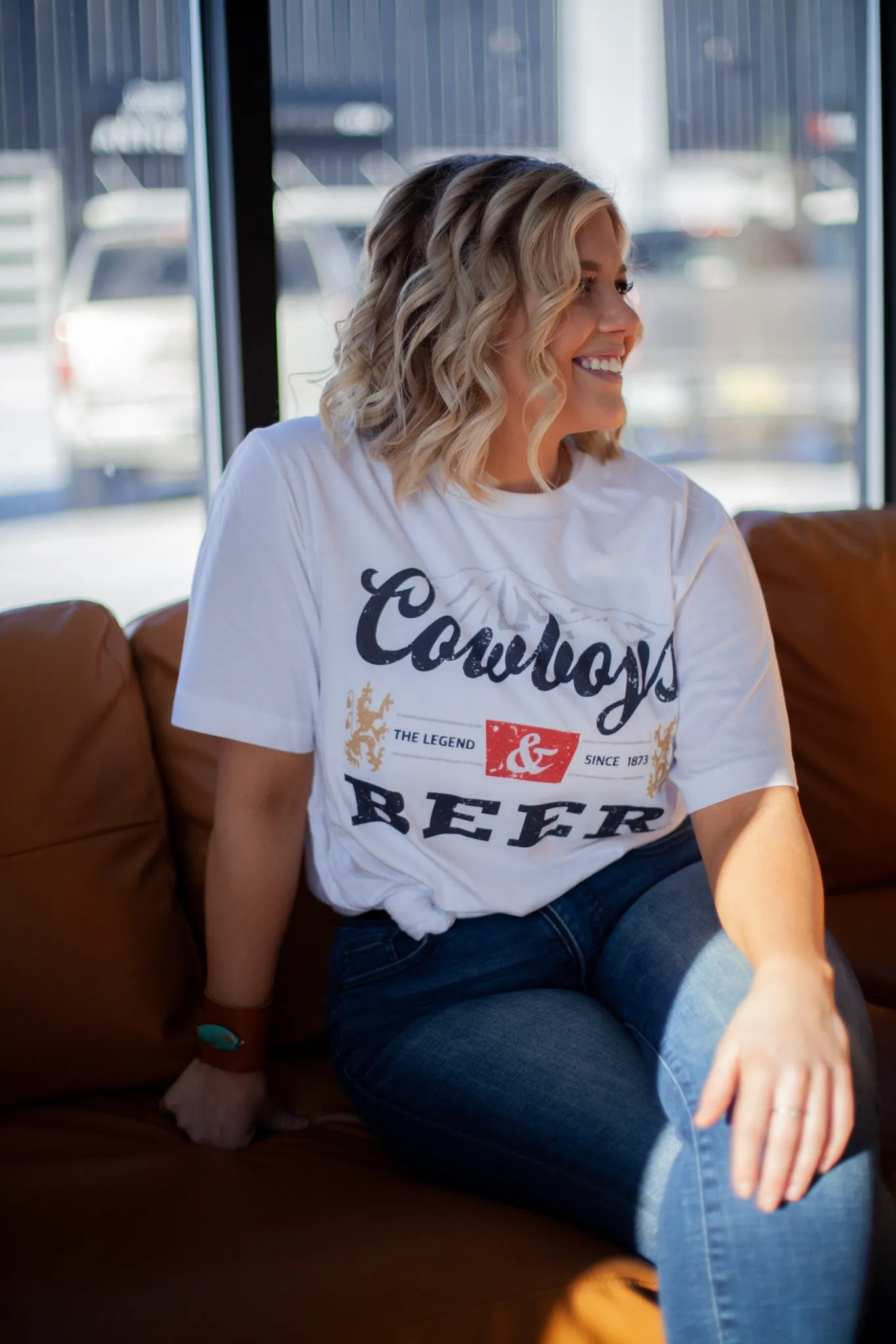 Cowboys & Beer White Graphic Tee