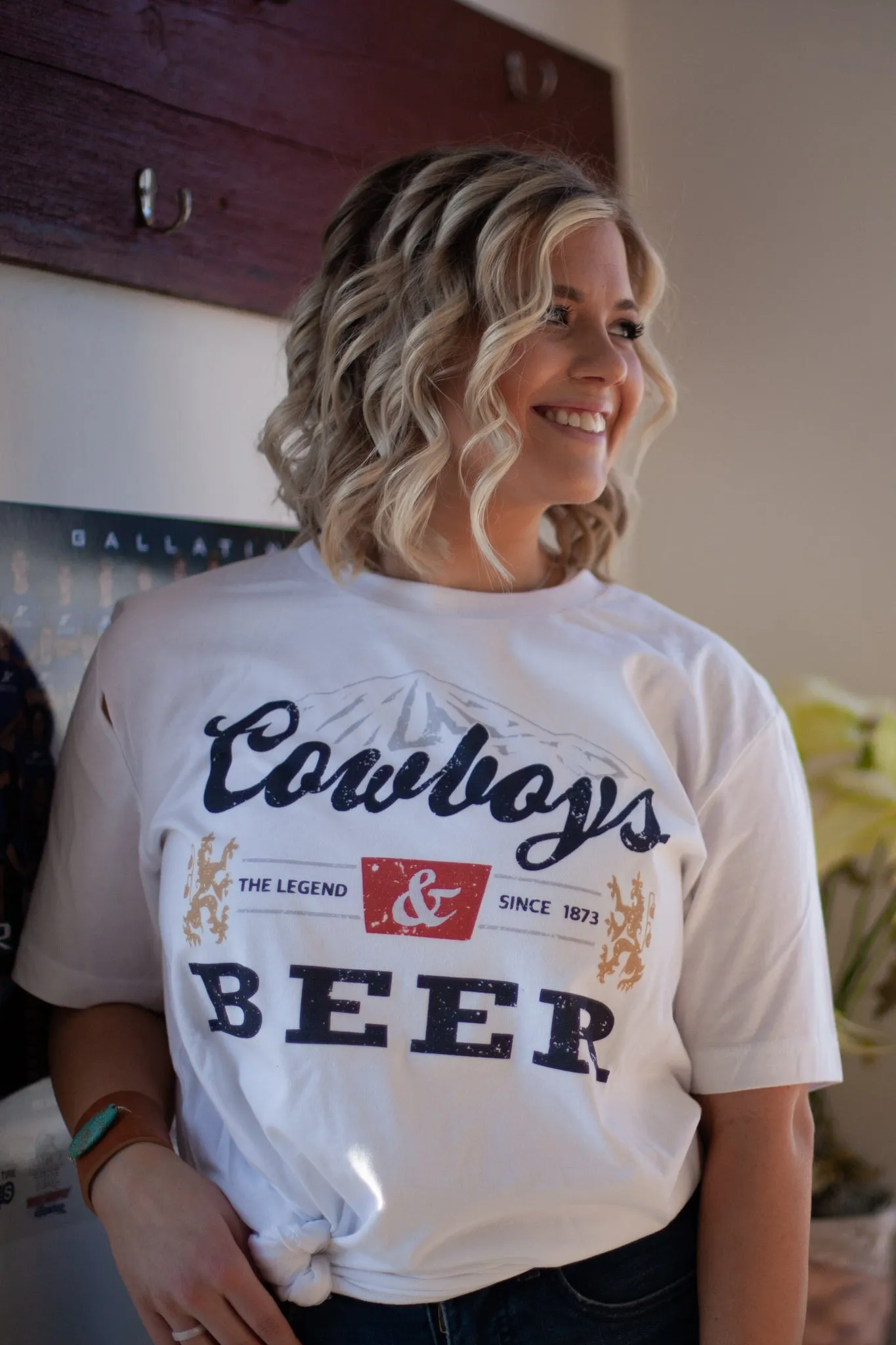 Cowboys & Beer White Graphic Tee