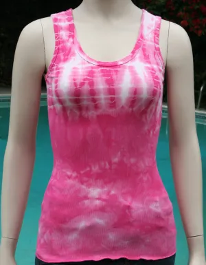 Crystal Tie-Dye Scoop Tank top - Hot Pink