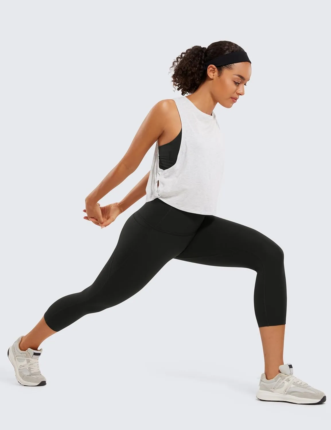 CRZ YOGA Womens Butterluxe Workout Capri Leggings with Pockets 21 Inches - High Waisted Gym Athletic Crop Yoga