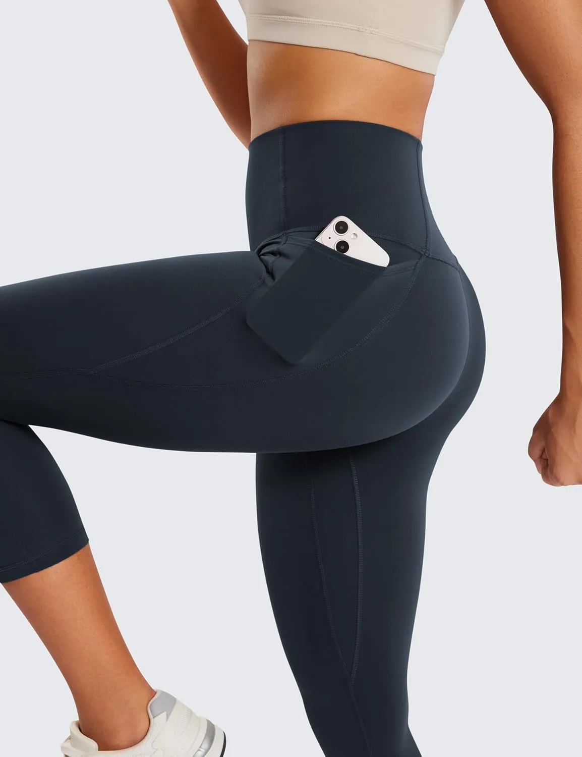 CRZ YOGA Womens Butterluxe Workout Capri Leggings with Pockets 21 Inches - High Waisted Gym Athletic Crop Yoga