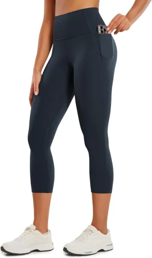 CRZ YOGA Womens Butterluxe Workout Capri Leggings with Pockets 21 Inches - High Waisted Gym Athletic Crop Yoga