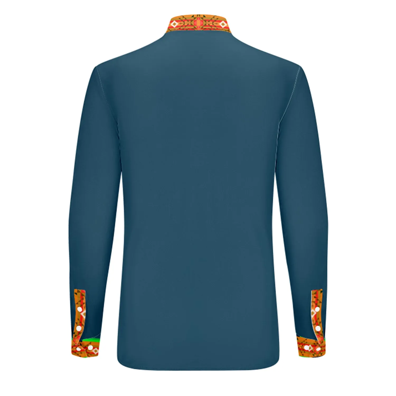 Denim Blanket Strip Men's Long Sleeve Dress Shirt