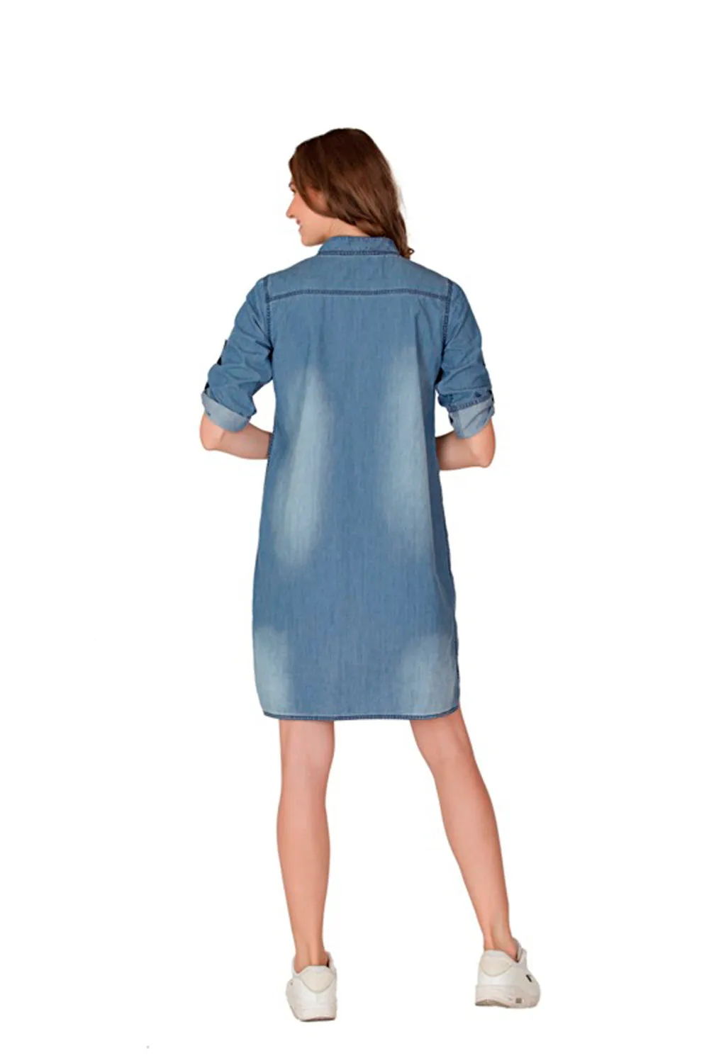 Denim Shirt High Low Dress