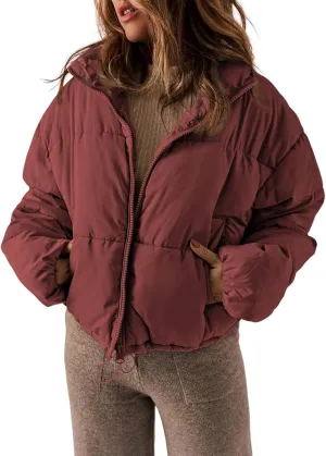 Dokotoo Womens Winter Quilted Jackets Long Sleeve Full Zip Puffer Jacket Coats with Pockets