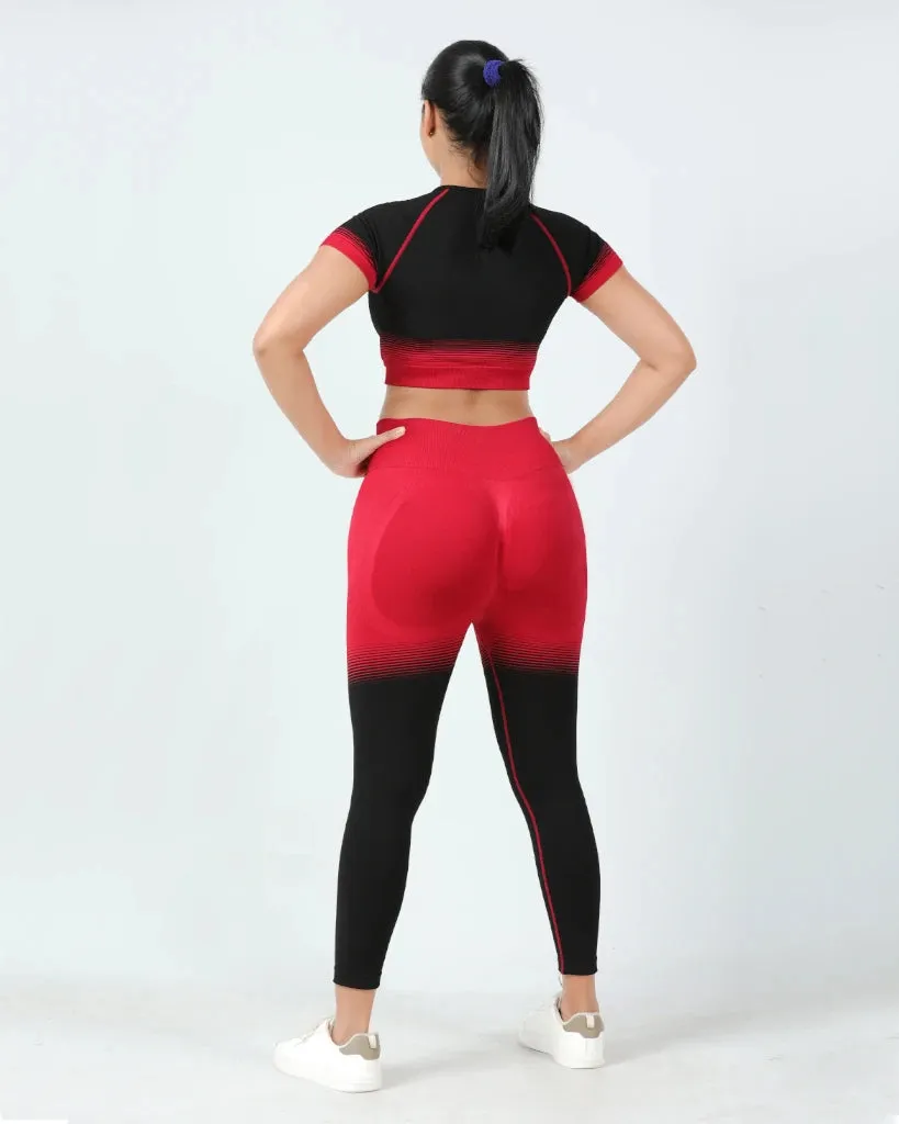 DynamicDuo 2-Tone Red & Black - Seamless Legging BodyShaper