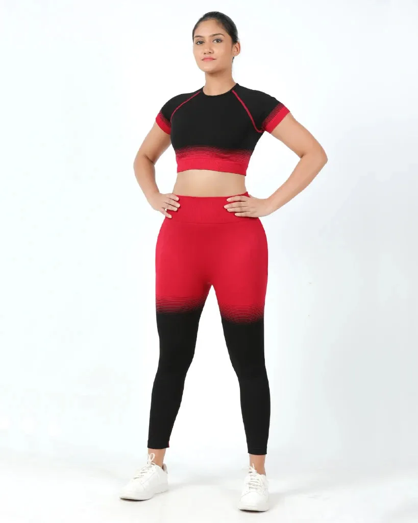 DynamicDuo 2-Tone Red & Black - Seamless Legging BodyShaper