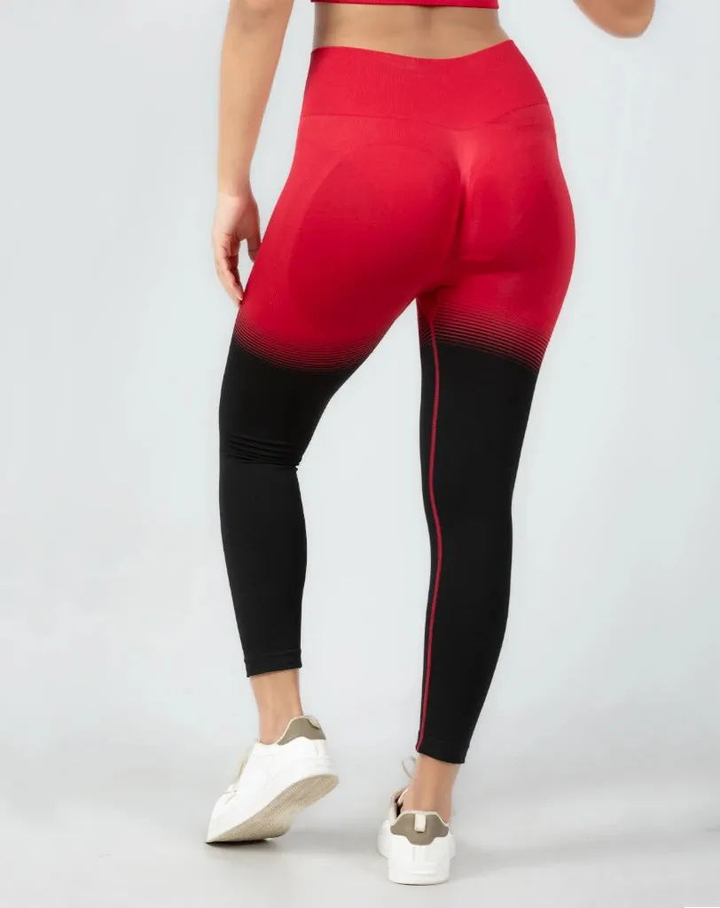 DynamicDuo 2-Tone Red & Black - Seamless Legging BodyShaper