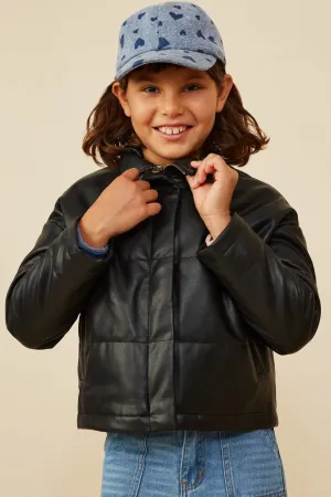 GIRLS Faux Leather Puff Jacket