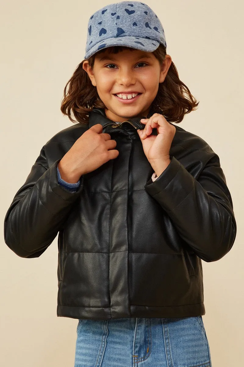 GIRLS Faux Leather Puff Jacket