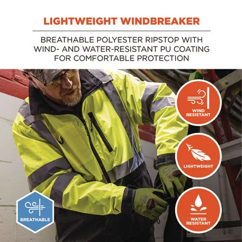 Glowear 8351 Class 3 Hi-vis Windbreaker Water-resistant Jacket, 4x-large, Lime, Ships In 1-3 Business Days