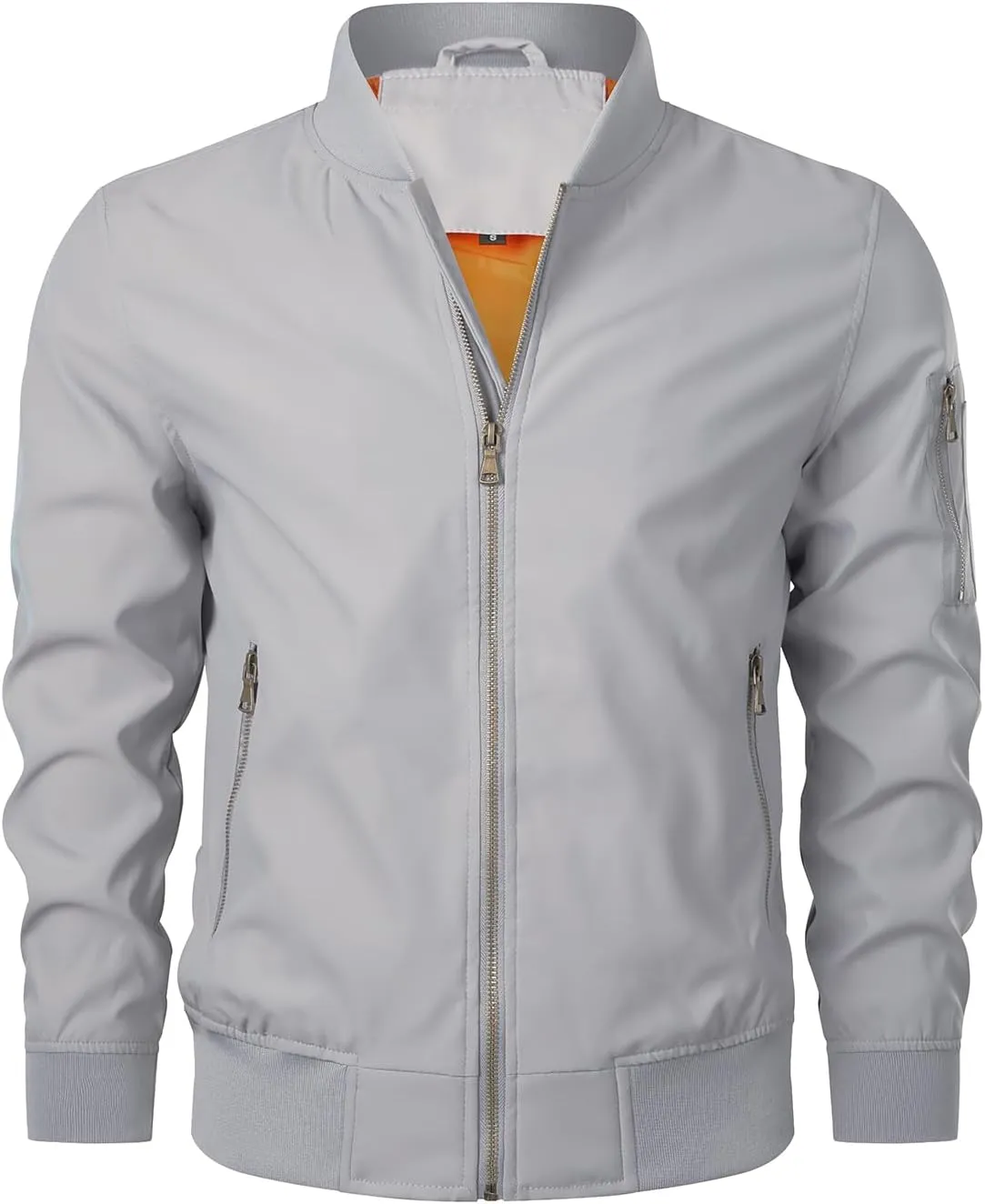 HOOD CREW Mens Bomber Jacket Lightweight Casual Stylish Spring Fall Windbreaker Zip Up Outwear Coat with Pockets