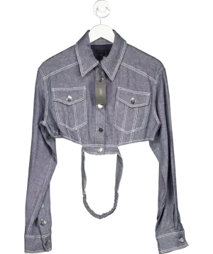 h:ours Blue Cropped Denim Look Jacket UK S