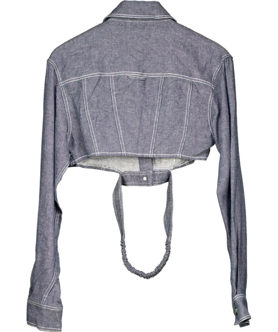 h:ours Blue Cropped Denim Look Jacket UK S