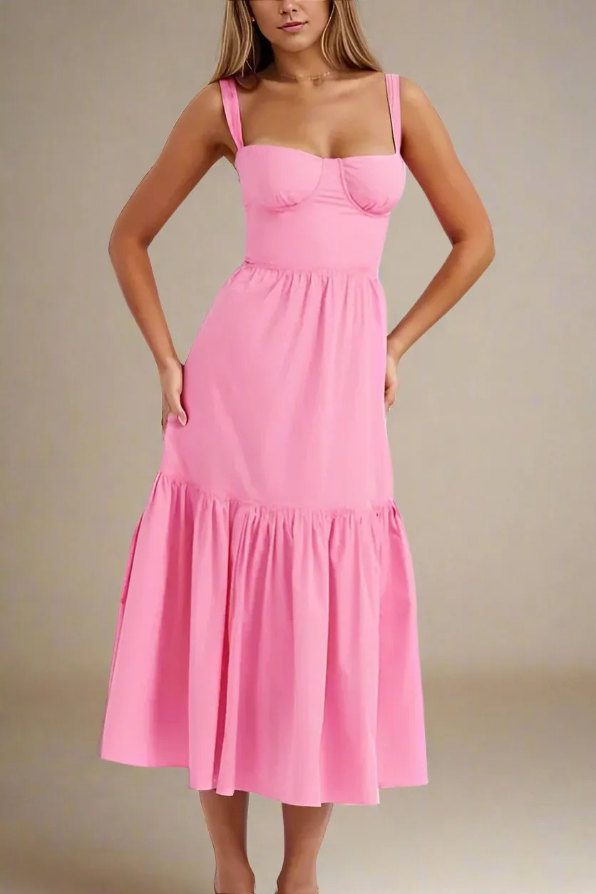 Imogen Bodycon Day Midi Dress - Blush Pink