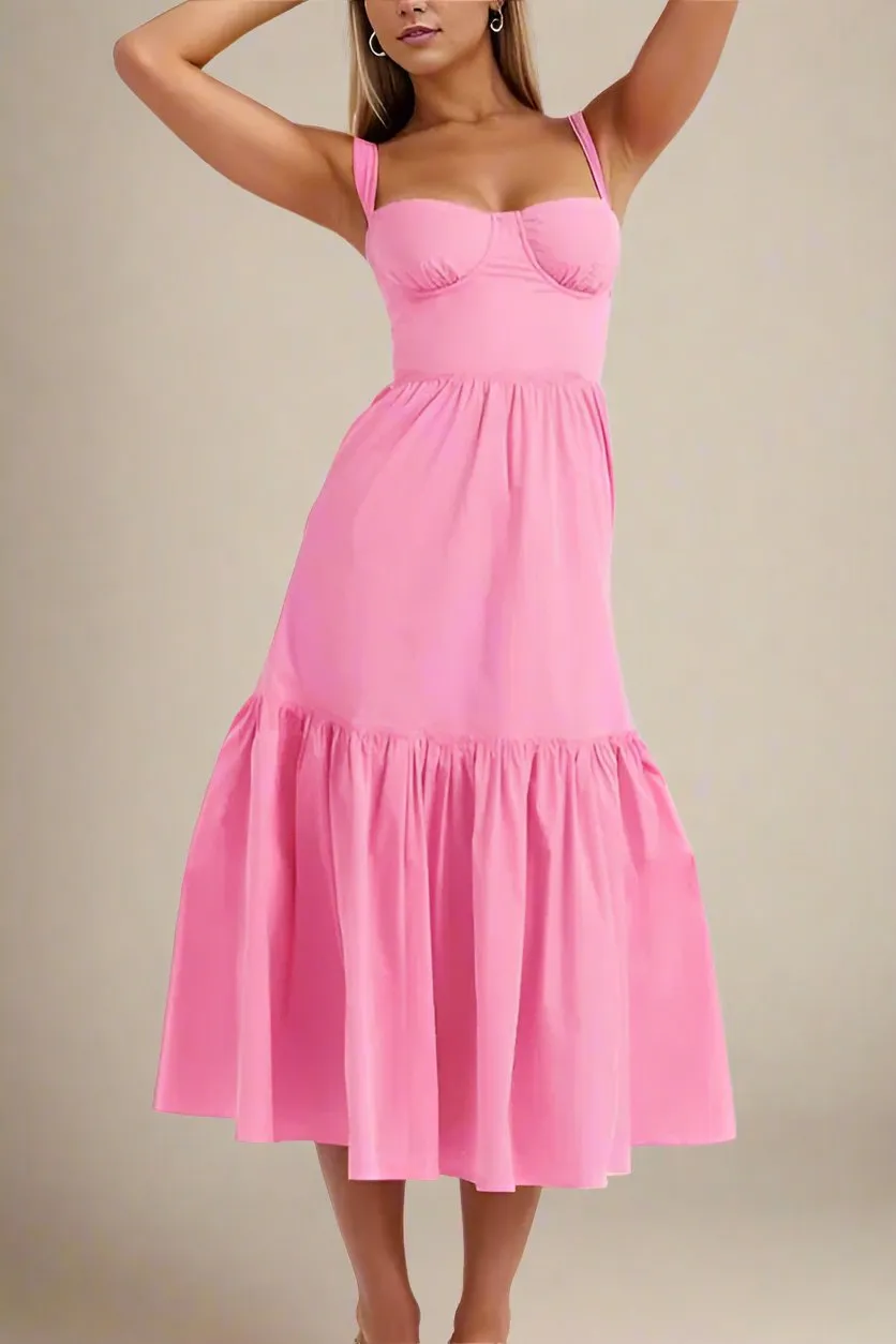 Imogen Bodycon Day Midi Dress - Blush Pink
