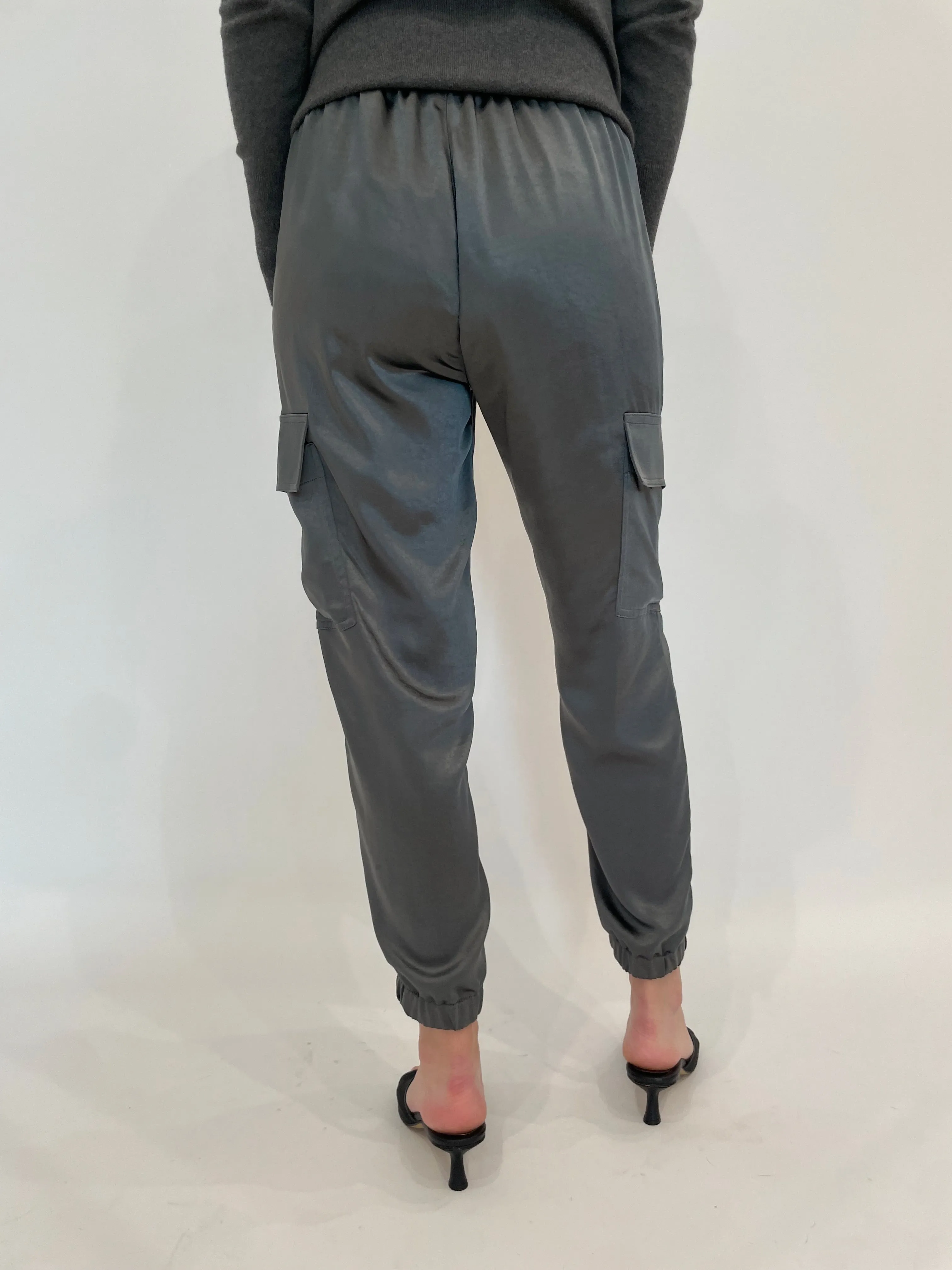 Juno Satin Cargo Pants - Gunmetal