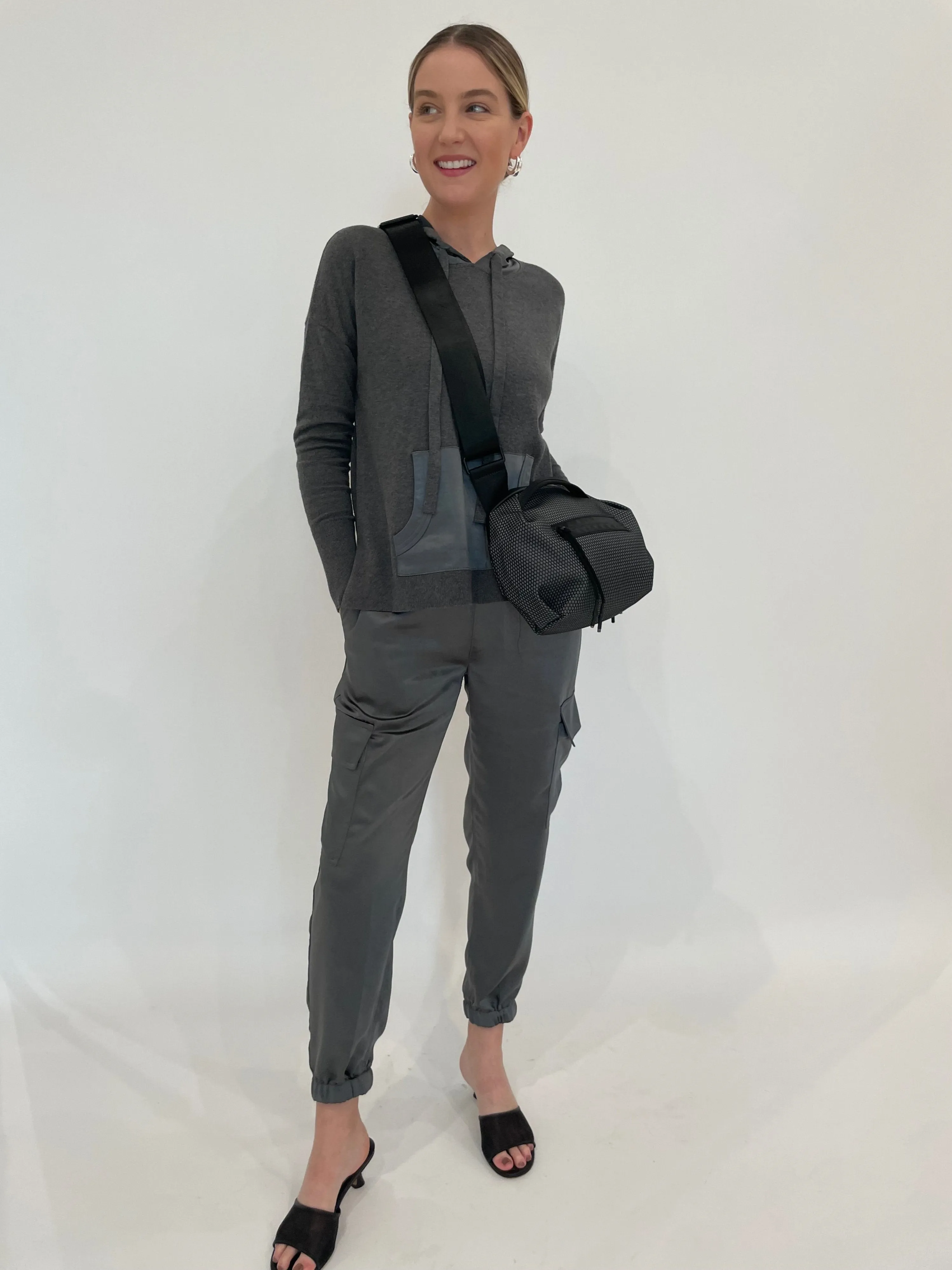 Juno Satin Cargo Pants - Gunmetal