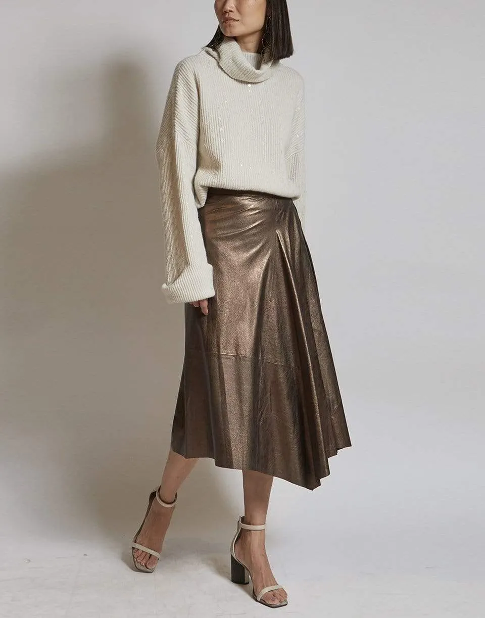 Lamé Suede A-Line Wrap Skirt