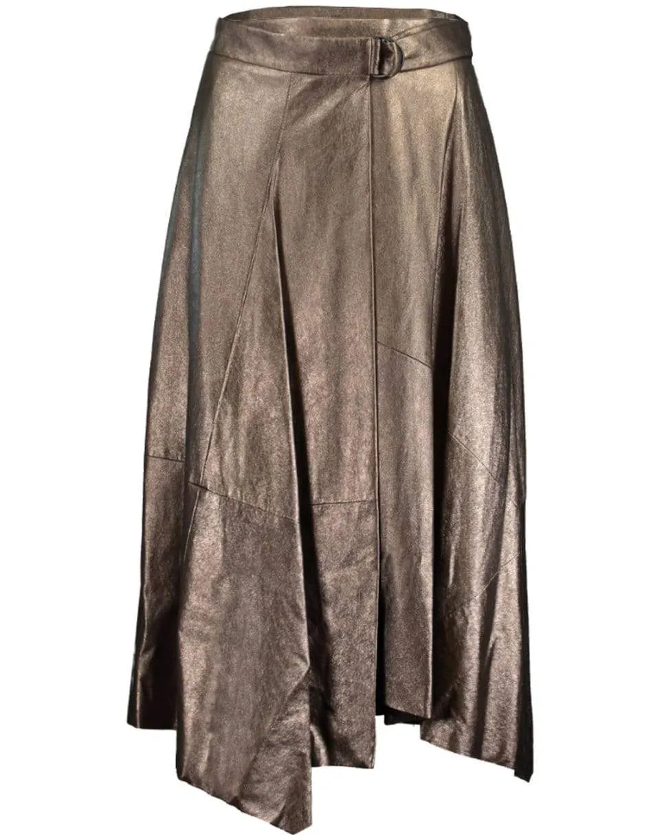 Lamé Suede A-Line Wrap Skirt