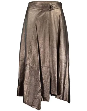 Lamé Suede A-Line Wrap Skirt