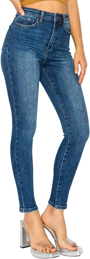 Little Vintage Girls Wax Women's Jeans Butt I Love You Push-UP HIGH-Rise Skinny with Tummy-Tucking Waistband