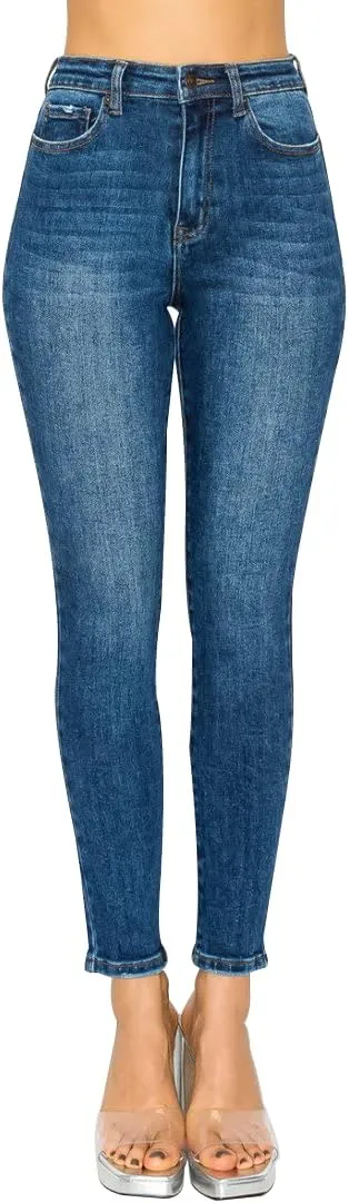 Little Vintage Girls Wax Women's Jeans Butt I Love You Push-UP HIGH-Rise Skinny with Tummy-Tucking Waistband