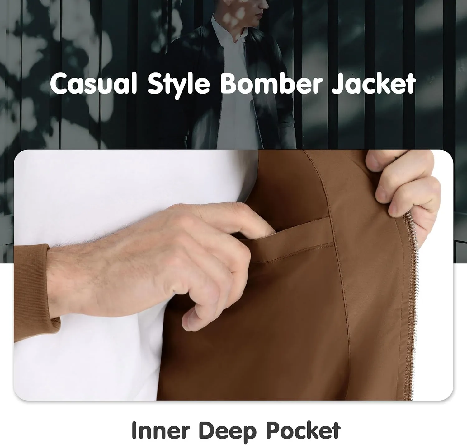 MAGNIVIT Men's Lightweight Bomber Jacket Windbreaker Casual Fall Spring Outdoor Coat