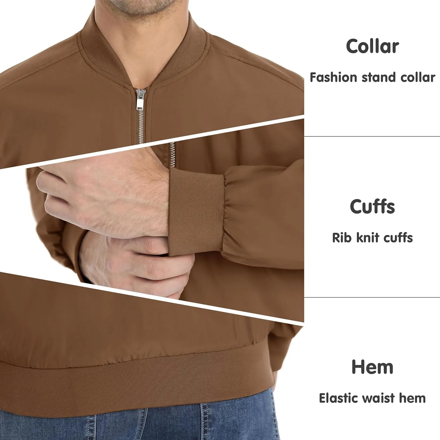 MAGNIVIT Men's Lightweight Bomber Jacket Windbreaker Casual Fall Spring Outdoor Coat