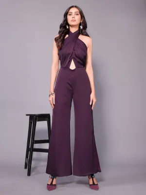 Majestic Purple Wrap Neck Jumpsuit